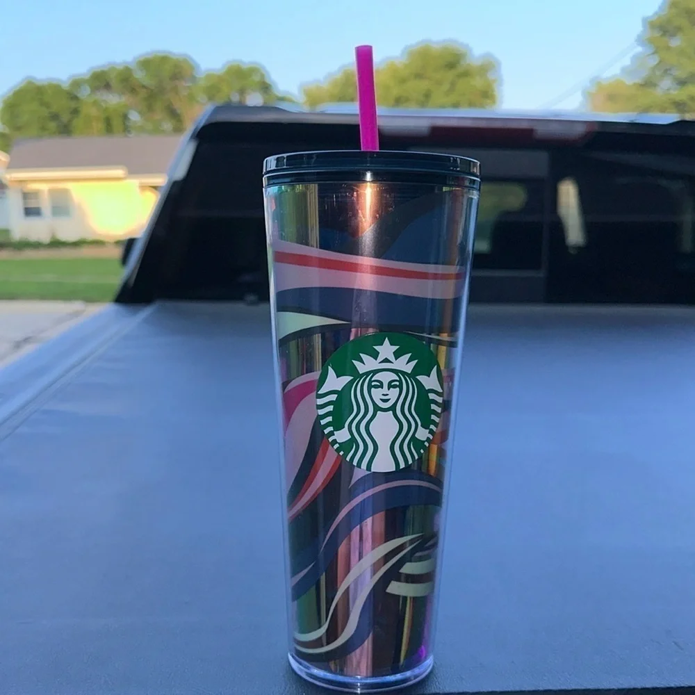 Starbucks 2021 Multi Color Swirl 24oz Cold Cup Tumbler Winter Holiday
